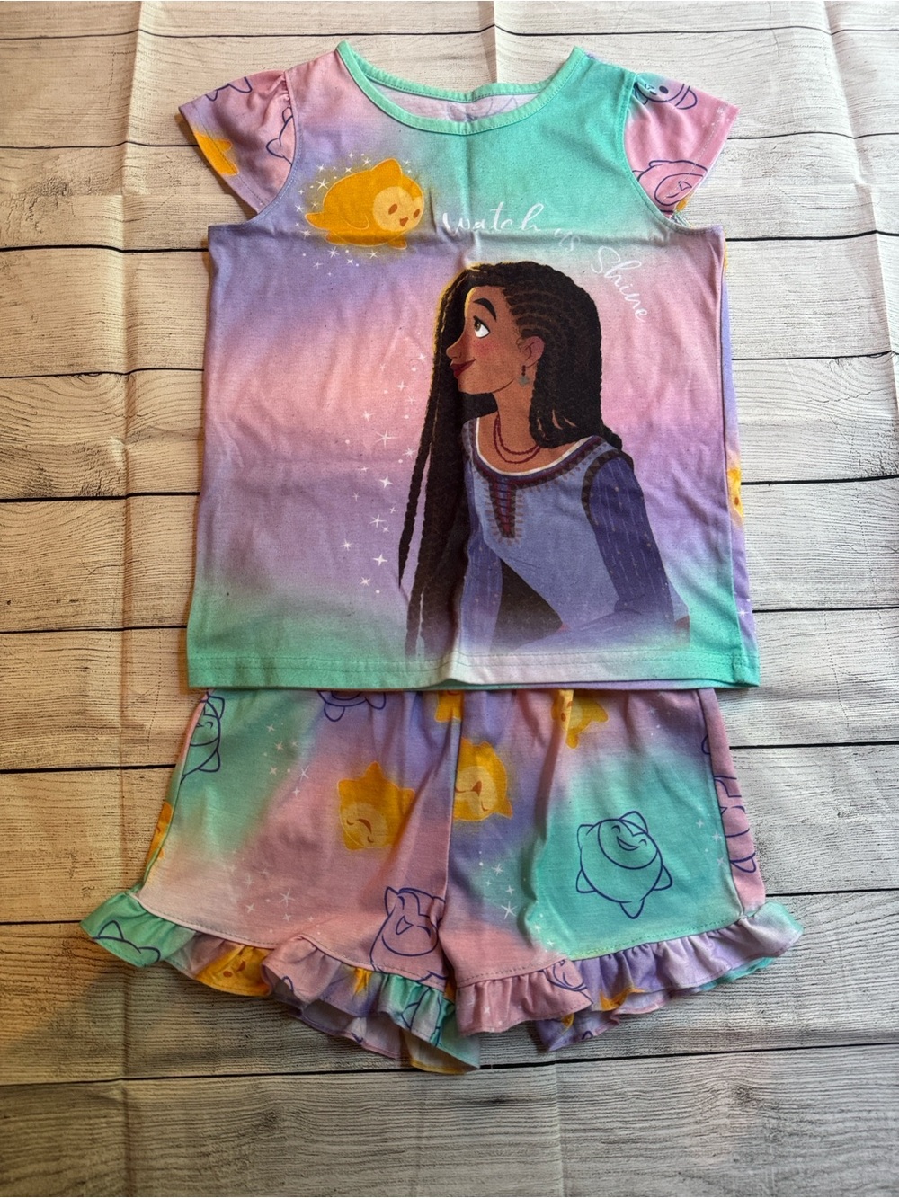 Disney Wish Princess Short Sleeve Pajama Set size Small